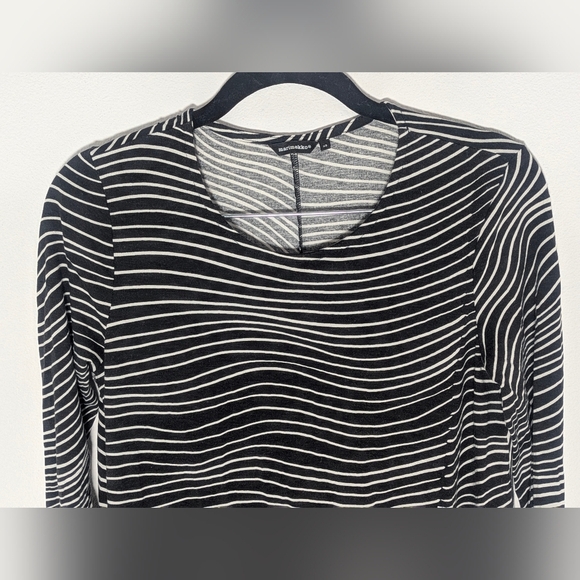 Marimekko Women's Salakka striped jersey dress long sleeve black white Size XXS - Picture 2 of 9